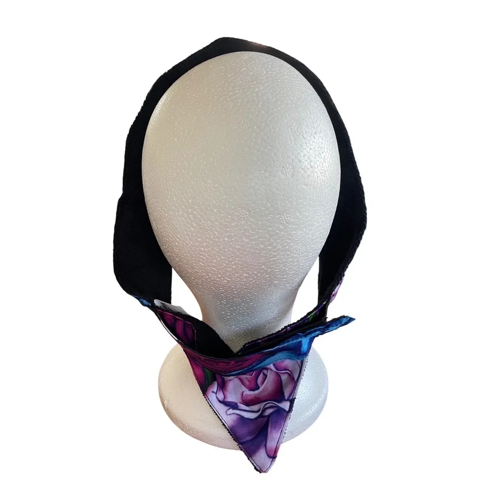 ChopTop Doo Wrap Headband Bandana Blue Rose Floral Rhinestone Biker Headwear‎ OS